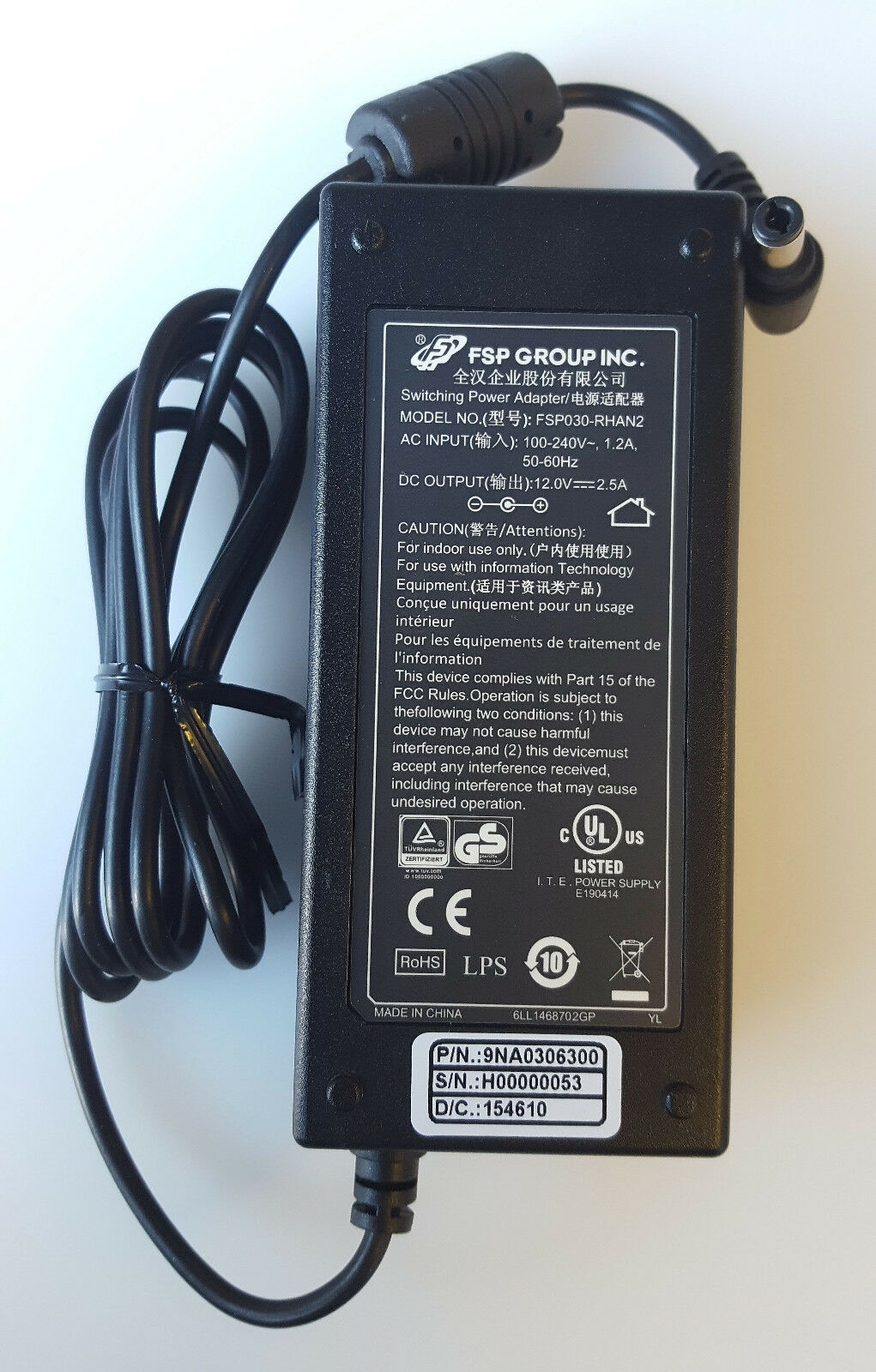 New FSP GROUP INC. FSP030-RHAN2 AC/DC POWER SUPPLY 9NA0306300 ADAPTER 12V 2.5A - Click Image to Close